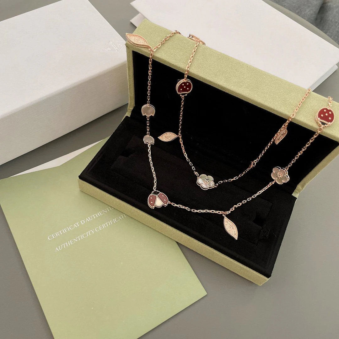 [BLUE TEARS]LUCKY SPRING 15 MOTIFS ROSE GOLD NECKLACE