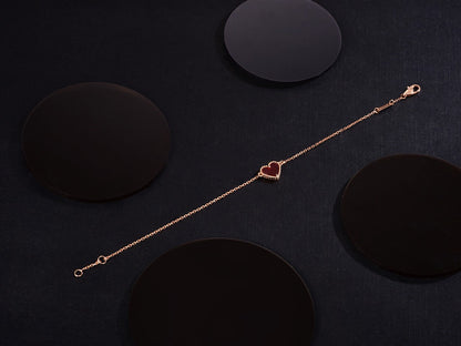 [BLUE TEARS]HEART CARNELIAN PINK GOLD BRACELET