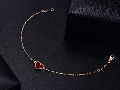 [BLUE TEARS]HEART CARNELIAN PINK GOLD BRACELET