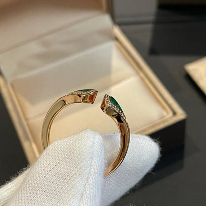 [BLUE TEARS]DREAM MALACHITE DIAMOND OPEN RING