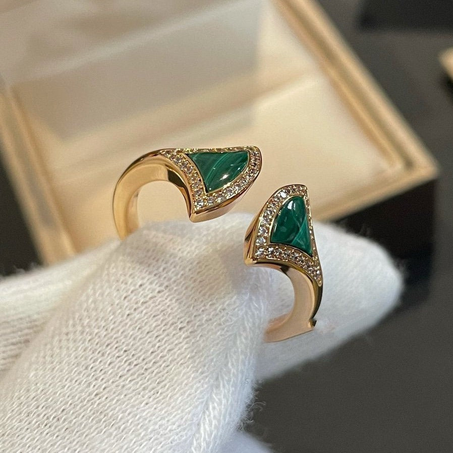 [BLUE TEARS]DREAM MALACHITE DIAMOND OPEN RING