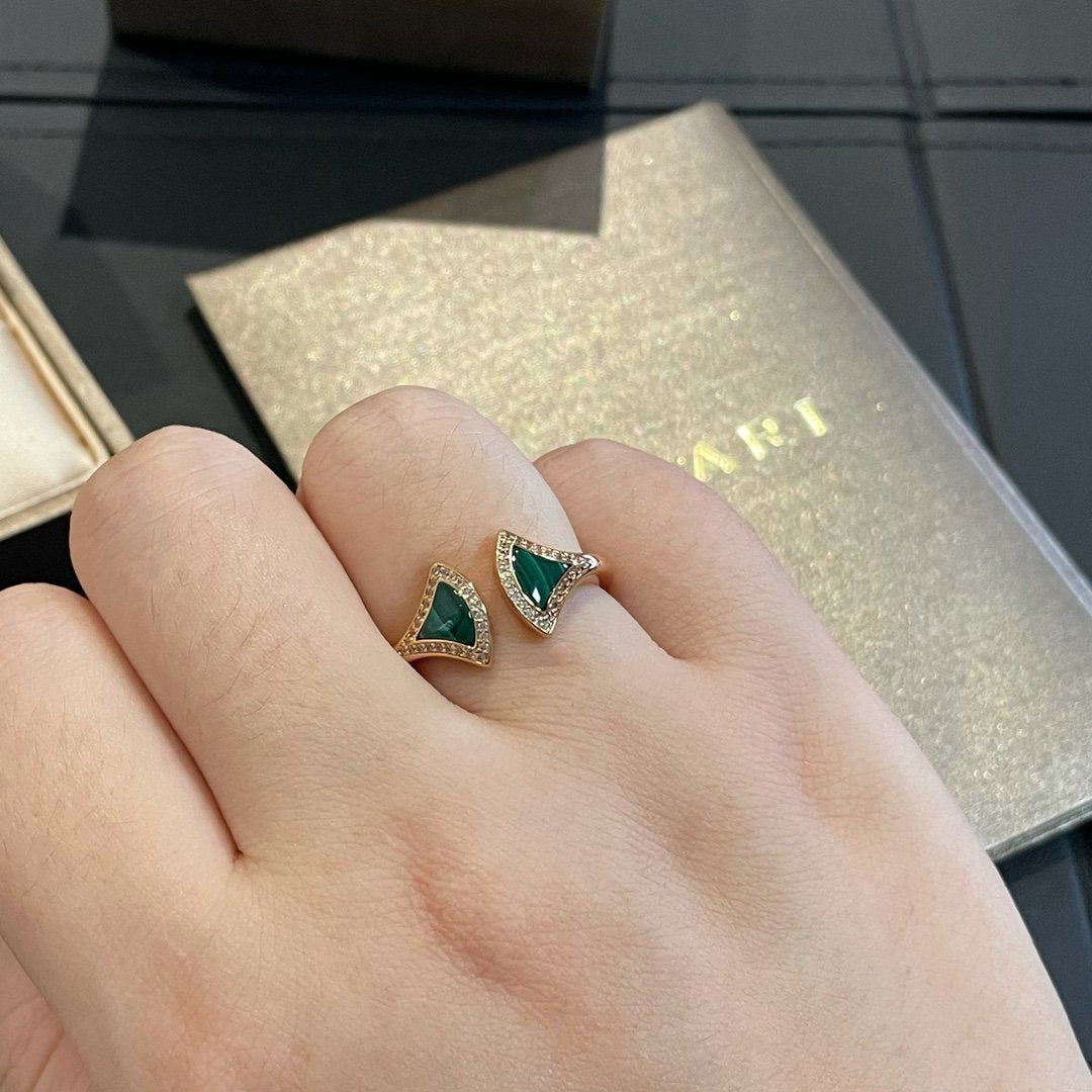 [BLUE TEARS]DREAM MALACHITE DIAMOND OPEN RING