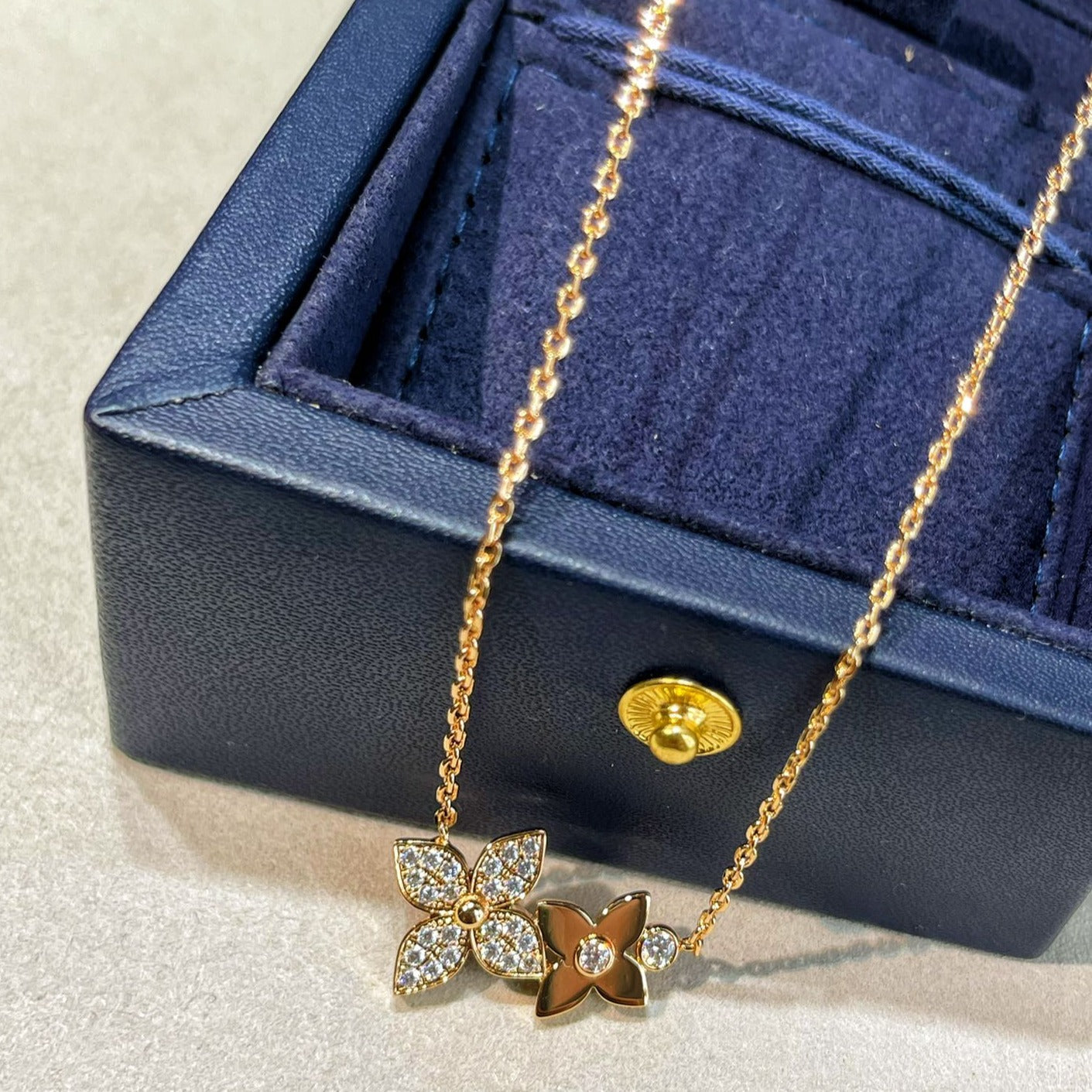 [BLUE TEARS]STAR BLOSSOM NECKLACE PINK GOLD DIAMONDS