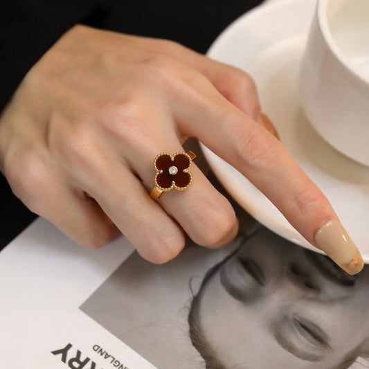 [BLUE TEARS]CLOVER CARNELIAN RING ROSE GOLD DIAMOND