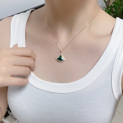 [BLUE TEARS]DREAM MALACHITE DIAMOND PAVED PINK GOLD NECKLACE