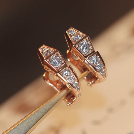 [BLUE TEARS]SERPENT PINK GOLD DIAMOND EARRINGS