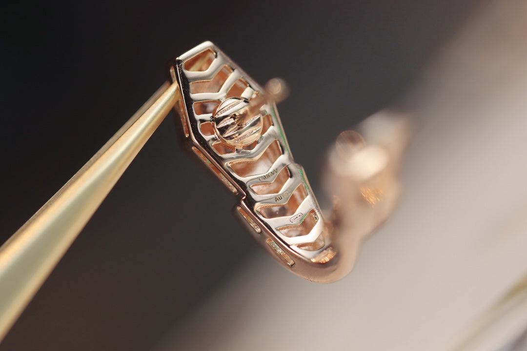 [BLUE TEARS]SERPENT PINK GOLD DIAMOND EARRINGS