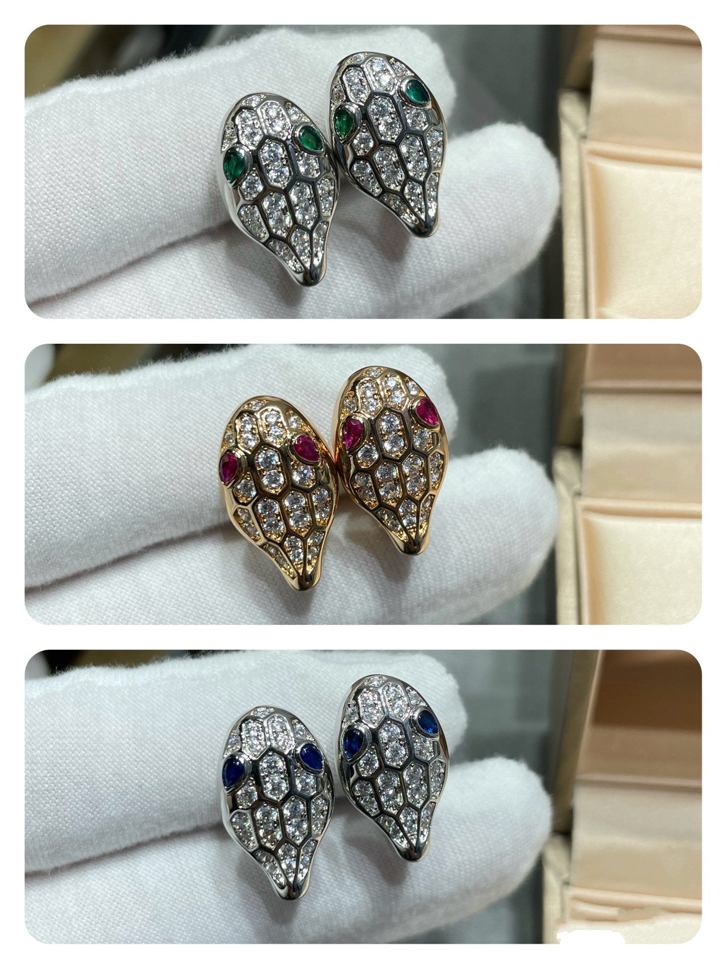 [BLUE TEARS]SERPENT DIAMOND STUD EARRINGS