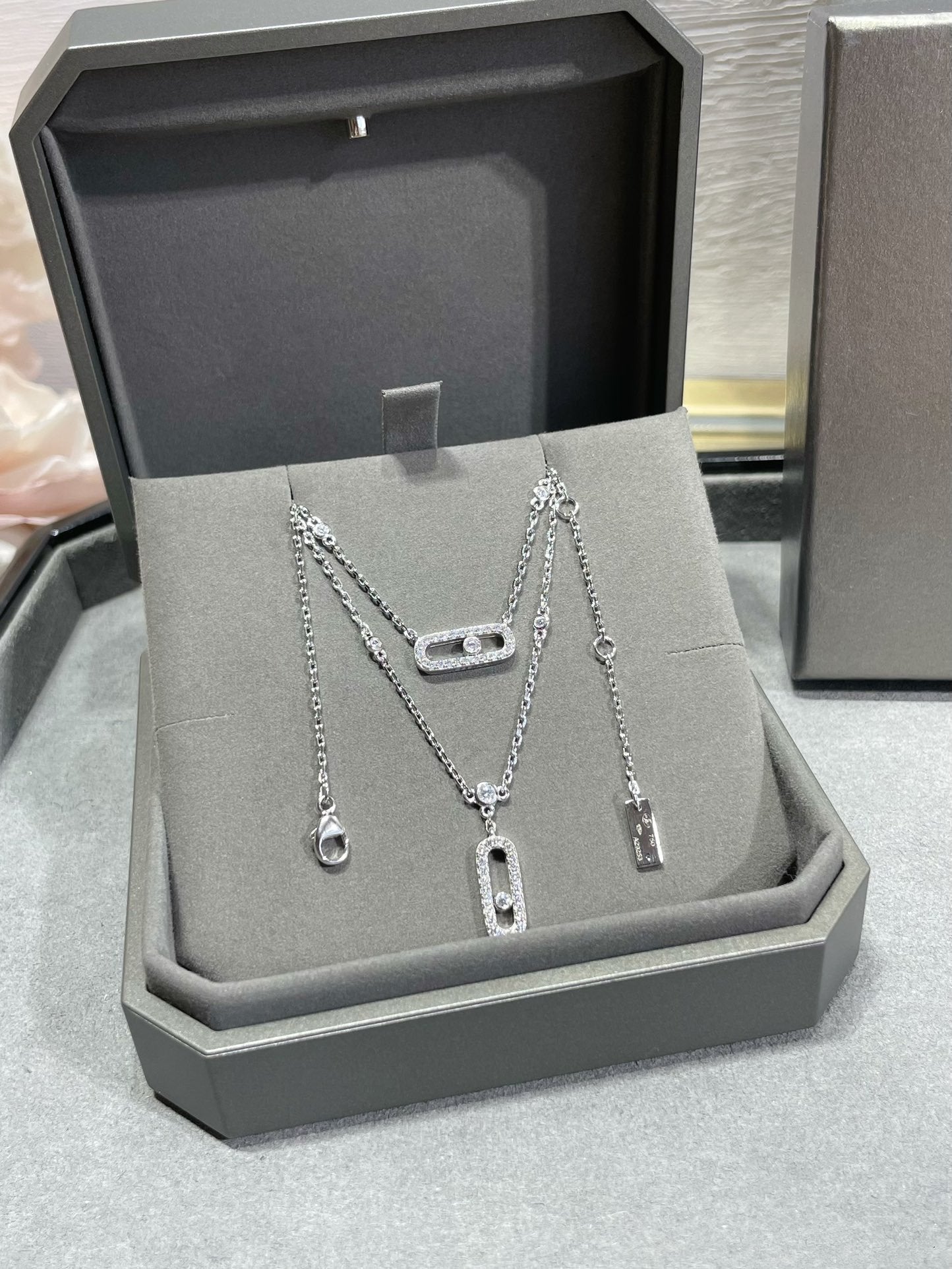 [Blue Tears Jewelry]MOVE 2 ROW DIAMOND NECKLACE