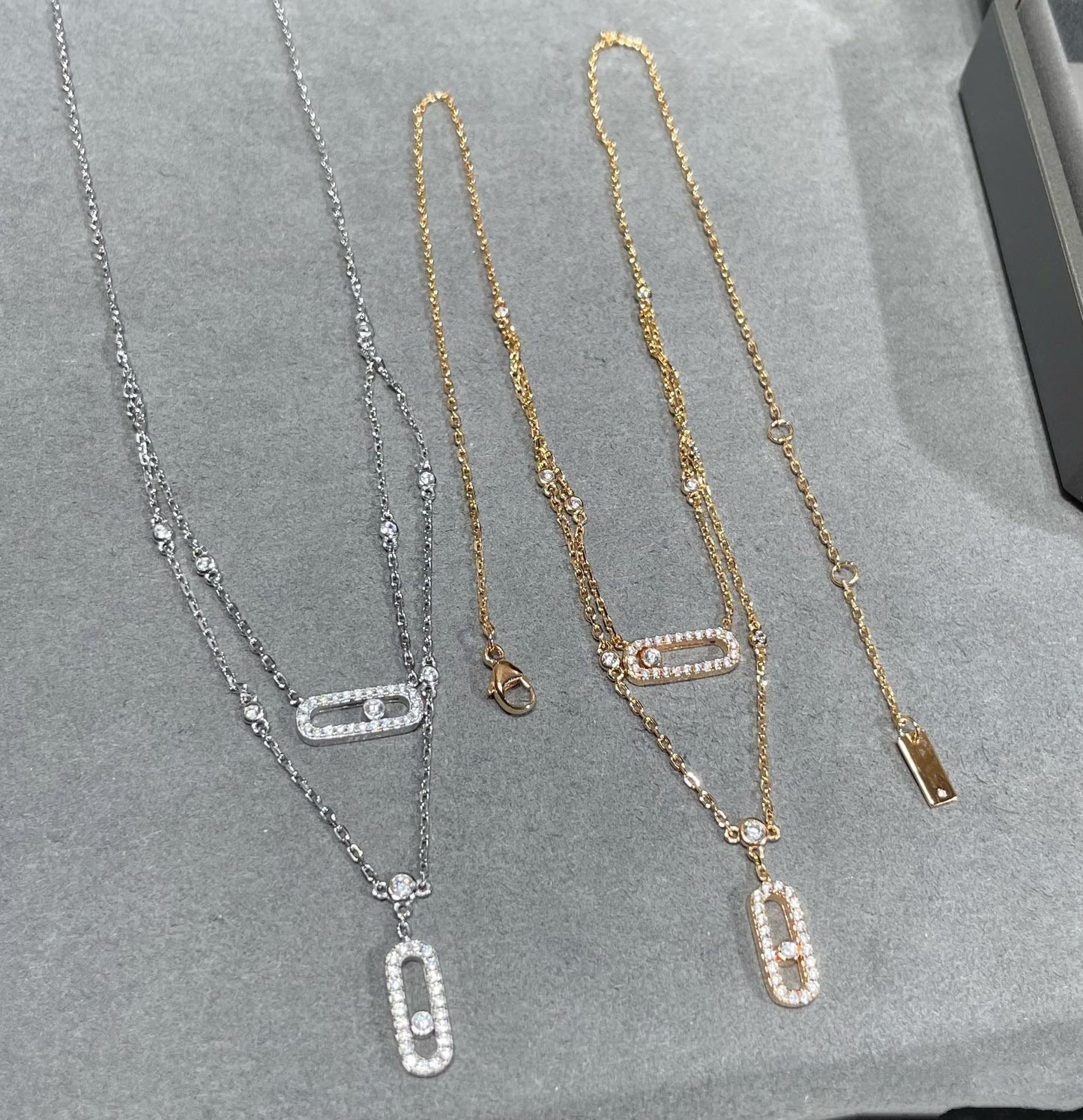 [Blue Tears Jewelry]MOVE 2 ROW DIAMOND NECKLACE