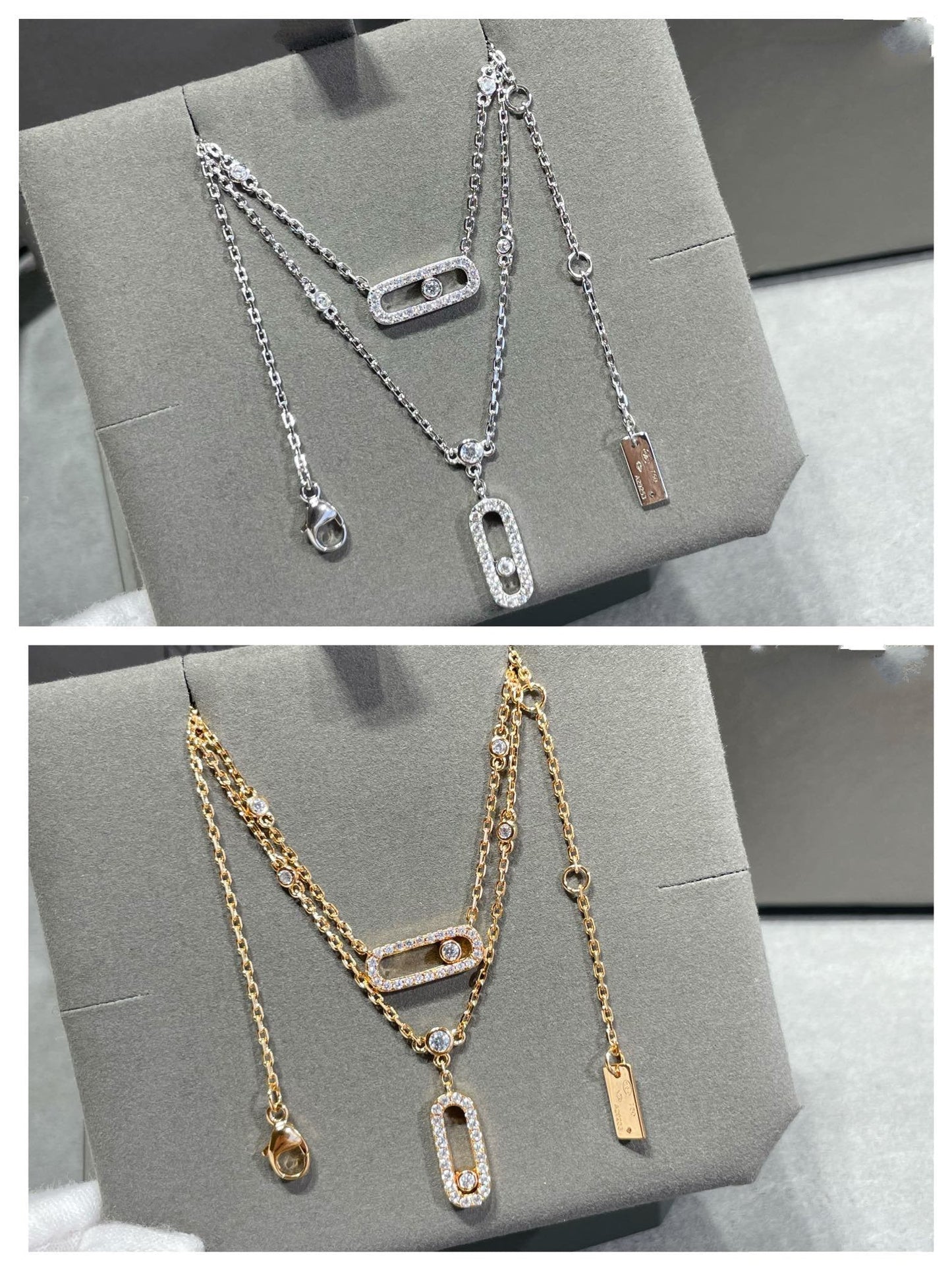 [Blue Tears Jewelry]MOVE 2 ROW DIAMOND NECKLACE