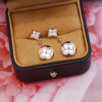 [BLUE TEARS]STAR AND SUN PINK GOLD MOP DROP EARRINGS