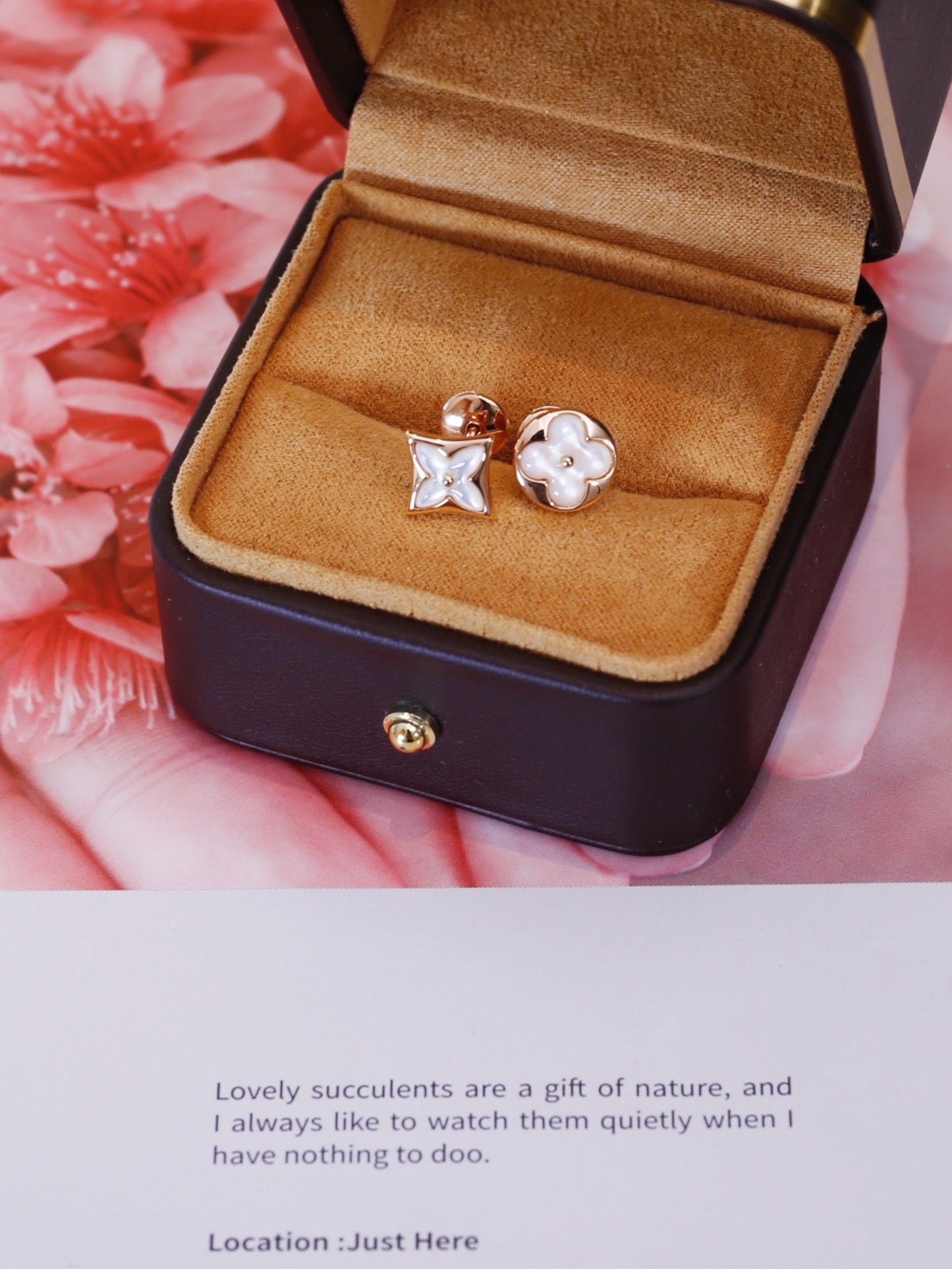 [BLUE TEARS]STAR AND SUN PINK GOLD MOP STUD EARRINGS