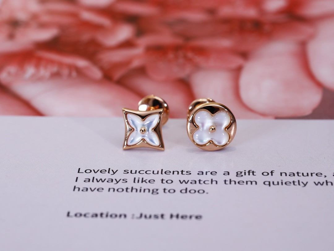 [BLUE TEARS]STAR AND SUN PINK GOLD MOP STUD EARRINGS