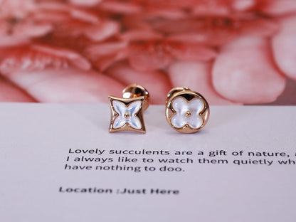 [BLUE TEARS]STAR AND SUN PINK GOLD MOP STUD EARRINGS