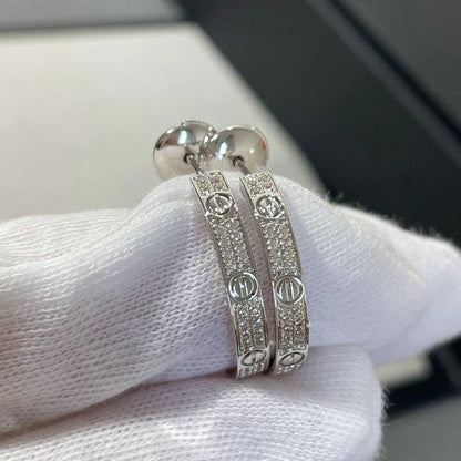[Blue Tears Jewelry]LOVE EARRINGS 3.6MM DIAMOND PAVED