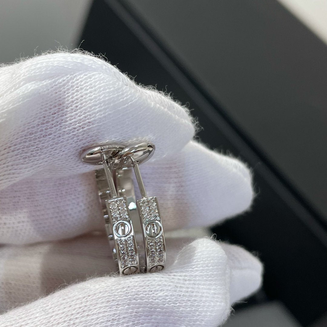 [BLUE TEARS]LOVE DIAMOND SILVER HOOP EARRINGS