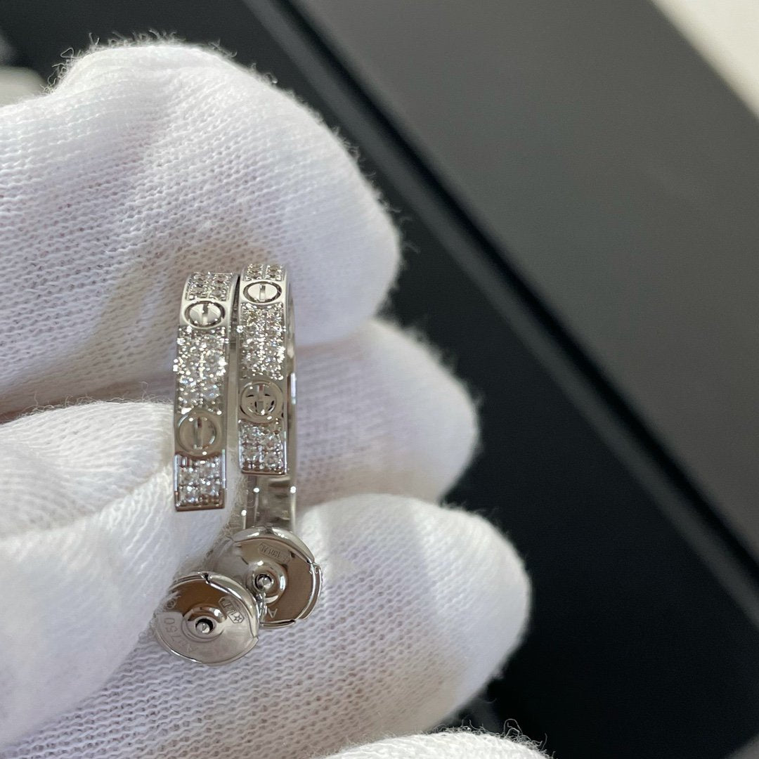 [BLUE TEARS]LOVE DIAMOND SILVER HOOP EARRINGS