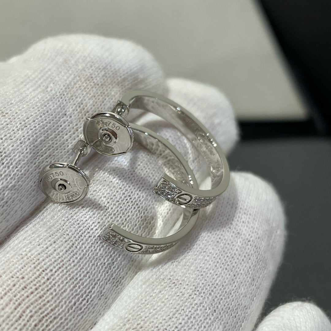 [BLUE TEARS]LOVE DIAMOND SILVER HOOP EARRINGS