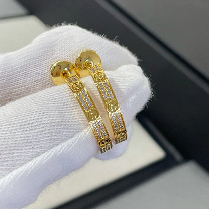 [Blue Tears Jewelry]LOVE EARRINGS 3.6MM DIAMOND PAVED