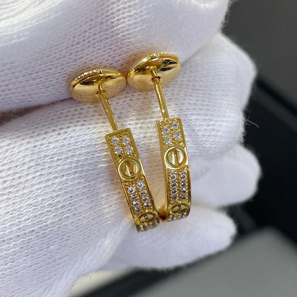 [Blue Tears Jewelry]LOVE EARRINGS 3.6MM DIAMOND PAVED