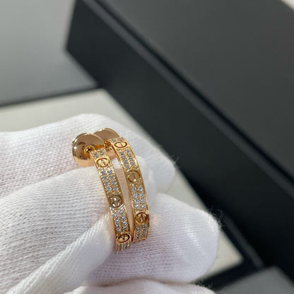 [BLUE TEARS]LOVE DIAMOND PINK GOLD HOOP EARRINGS