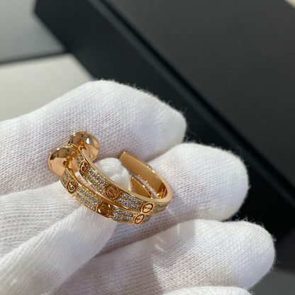 [BLUE TEARS]LOVE DIAMOND PINK GOLD HOOP EARRINGS