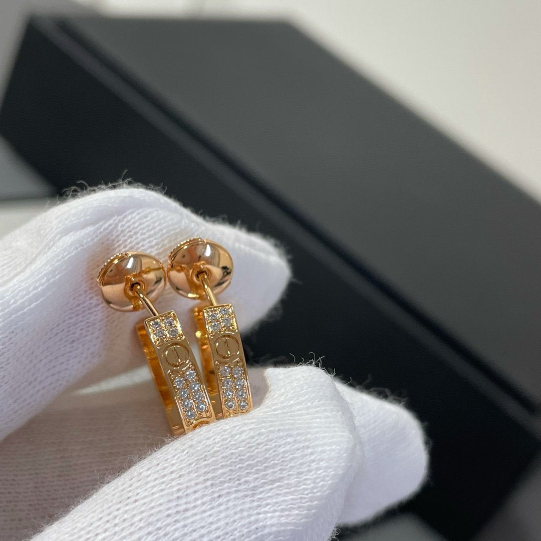 [BLUE TEARS]LOVE DIAMOND PINK GOLD HOOP EARRINGS