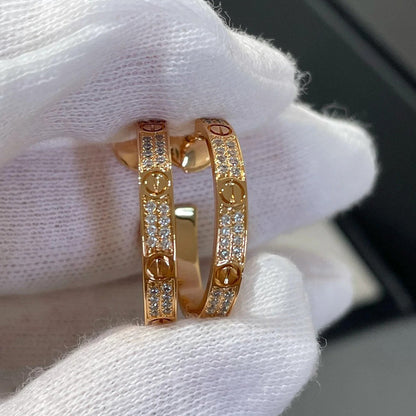 [Blue Tears Jewelry]LOVE EARRINGS 3.6MM DIAMOND PAVED