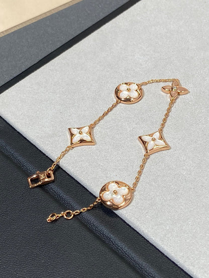 [BLUE TEARS]STAR AND SUN 5 MOTIF MOP PINK GOLD BRACELET
