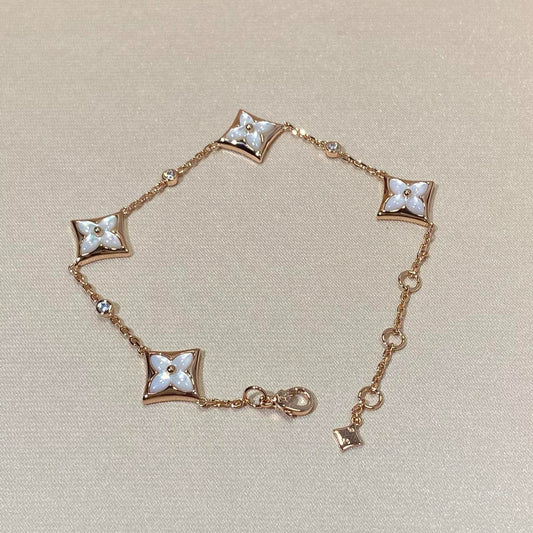 [BLUE TEARS]STAR 4 MOTIF MOP DIAMOND PINK GOLD BRACELET