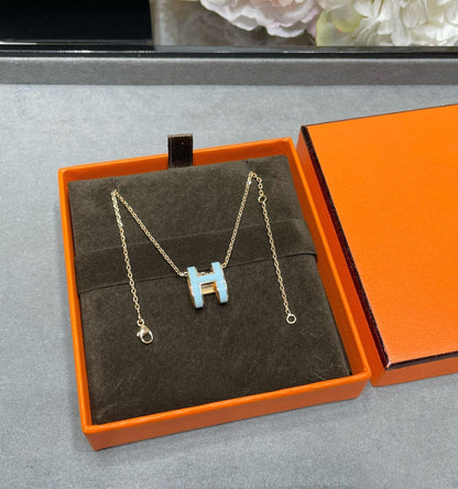 [BLUE TEARS]POP H SKY BLUE NECKLACE