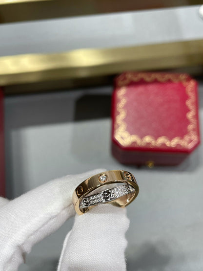 [BLUE TEARS]LOVE PINK GOLD SILVER DIAMOND DOUBLE RING