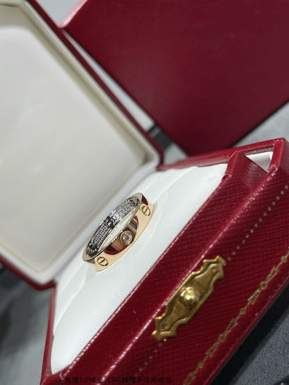 [BLUE TEARS]LOVE PINK GOLD SILVER DIAMOND DOUBLE RING