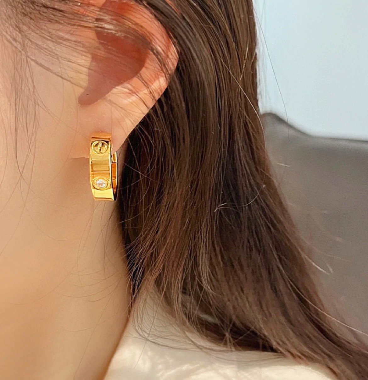 [BLUE TEARS]LOVE 5.5MM 1 DIAMOND EARRINGS