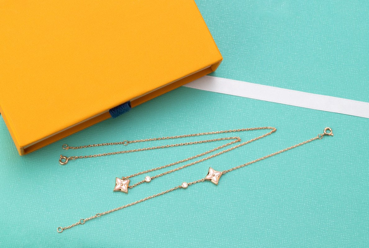 [BLUE TEARS]STAR PINK MOP 1 DIAMOND PINK GOLD NECKLACE