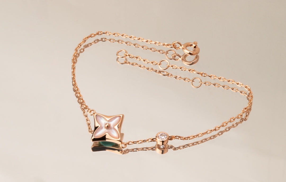 [BLUE TEARS]STAR PINK MOP 1 DIAMOND PINK GOLD NECKLACE