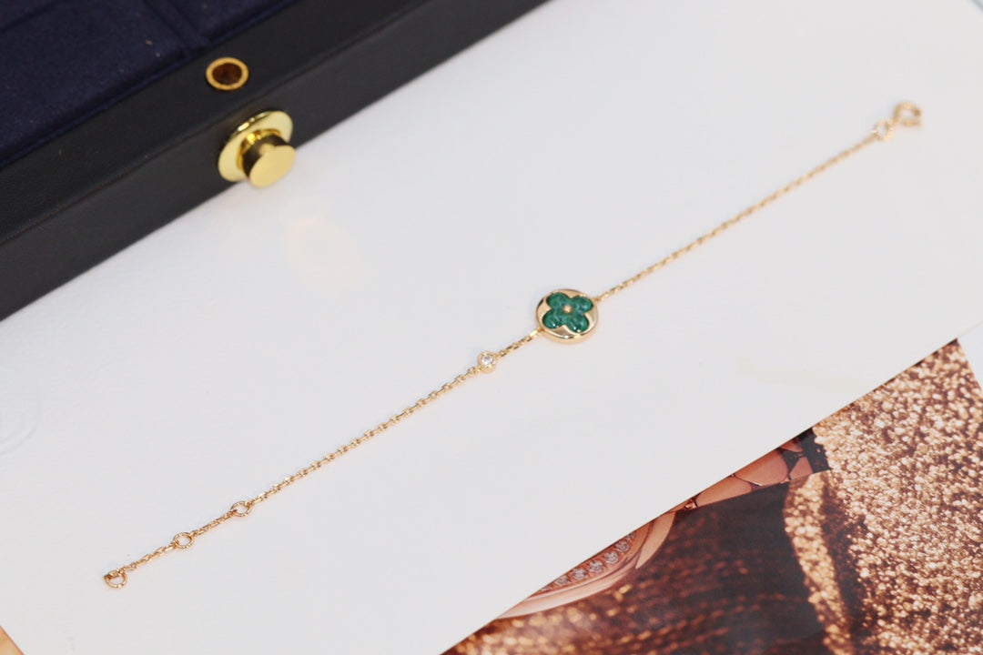 [BLUE TEARS]STAR AND SUN 4 MOTIF PINK GOLD MALACHITE BRACELET
