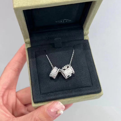 [BLUE TEARS]PERLEE DOUBLE PENDANT SILVER DIAMOND NECKLACE