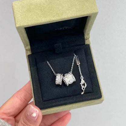 [BLUE TEARS]PERLEE DOUBLE PENDANT SILVER DIAMOND NECKLACE
