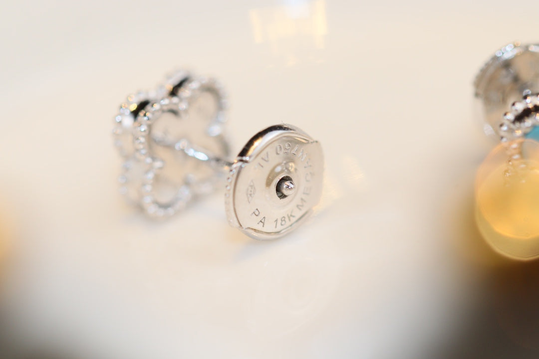 [BLUE TEARS]CLOVER MINI TURQUOISE SILVER STUD EARRINGS