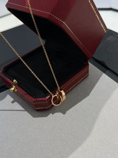 [BLUE TEARS]LOVE NECKLACE DOUBLE RING PINK GOLD
