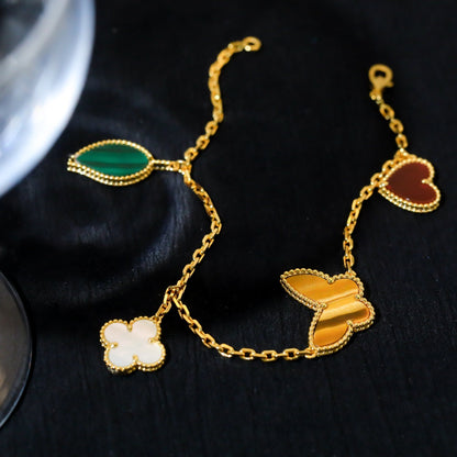 [BLUE TEARS]LUCKY SPRING 5 MOTIF GOLD BRACELET