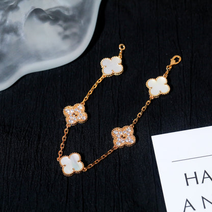 [BLUE TEARS]CLOVER BRACELET 5 MOTIF WHITE MOP DIAMOND