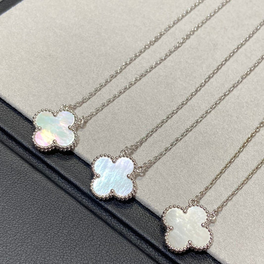 [BLUE TEARS]CLOVER MEDIUM SILVER WHITE MOP NECKLACE