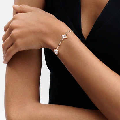 [BLUE TEARS]STAR AND SUN 4 MOTIF WHITE MOP PINK GOLD BRACELET