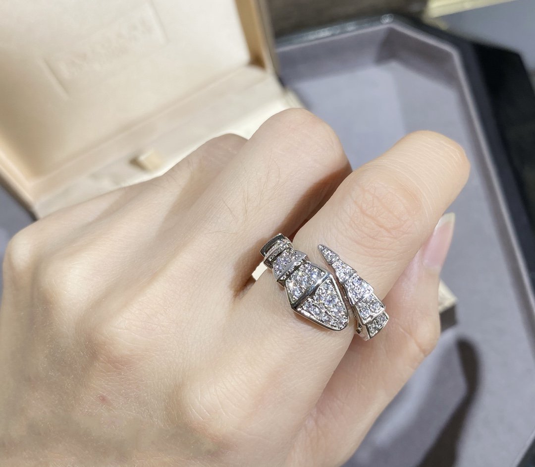 [BLUE TEARS]SERPENTI LARGE RING SILVER DIAMOND PAVED