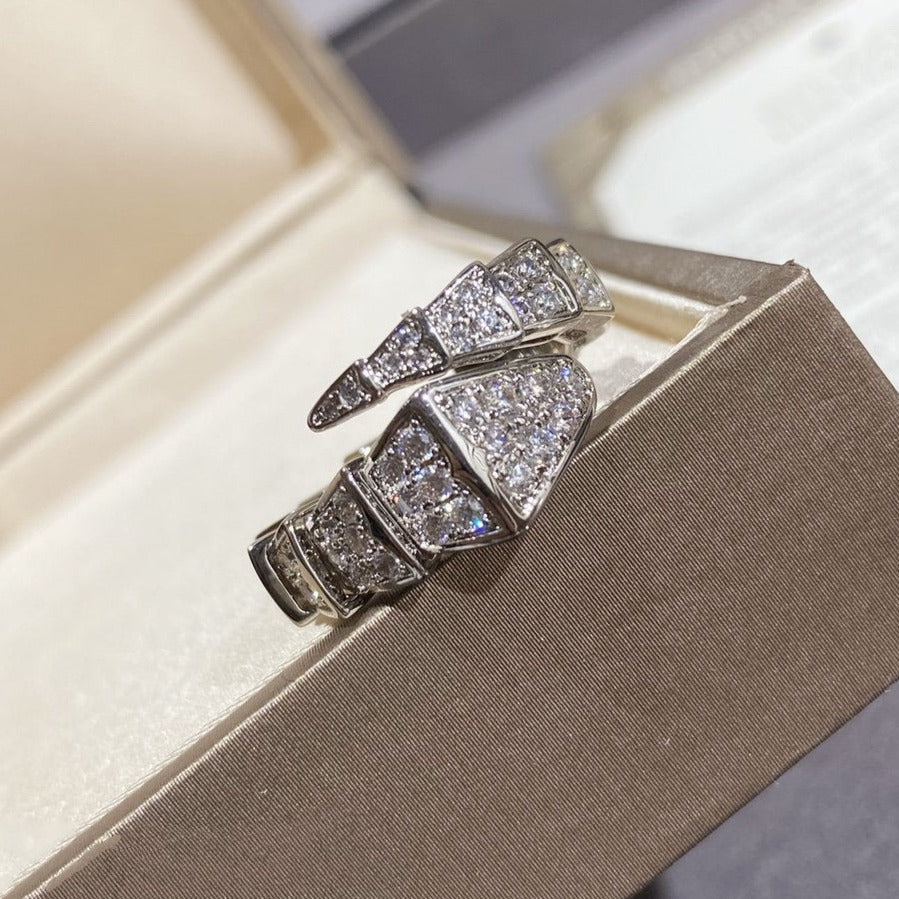 [BLUE TEARS]SERPENTI LARGE RING SILVER DIAMOND PAVED