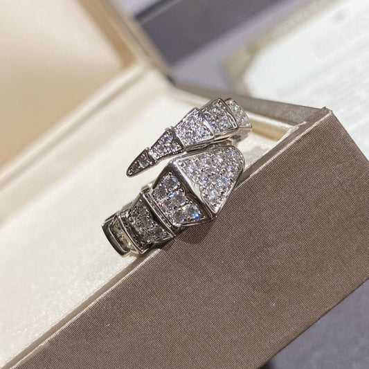 [BLUE TEARS]SERPENTI LARGE RING SILVER DIAMOND PAVED