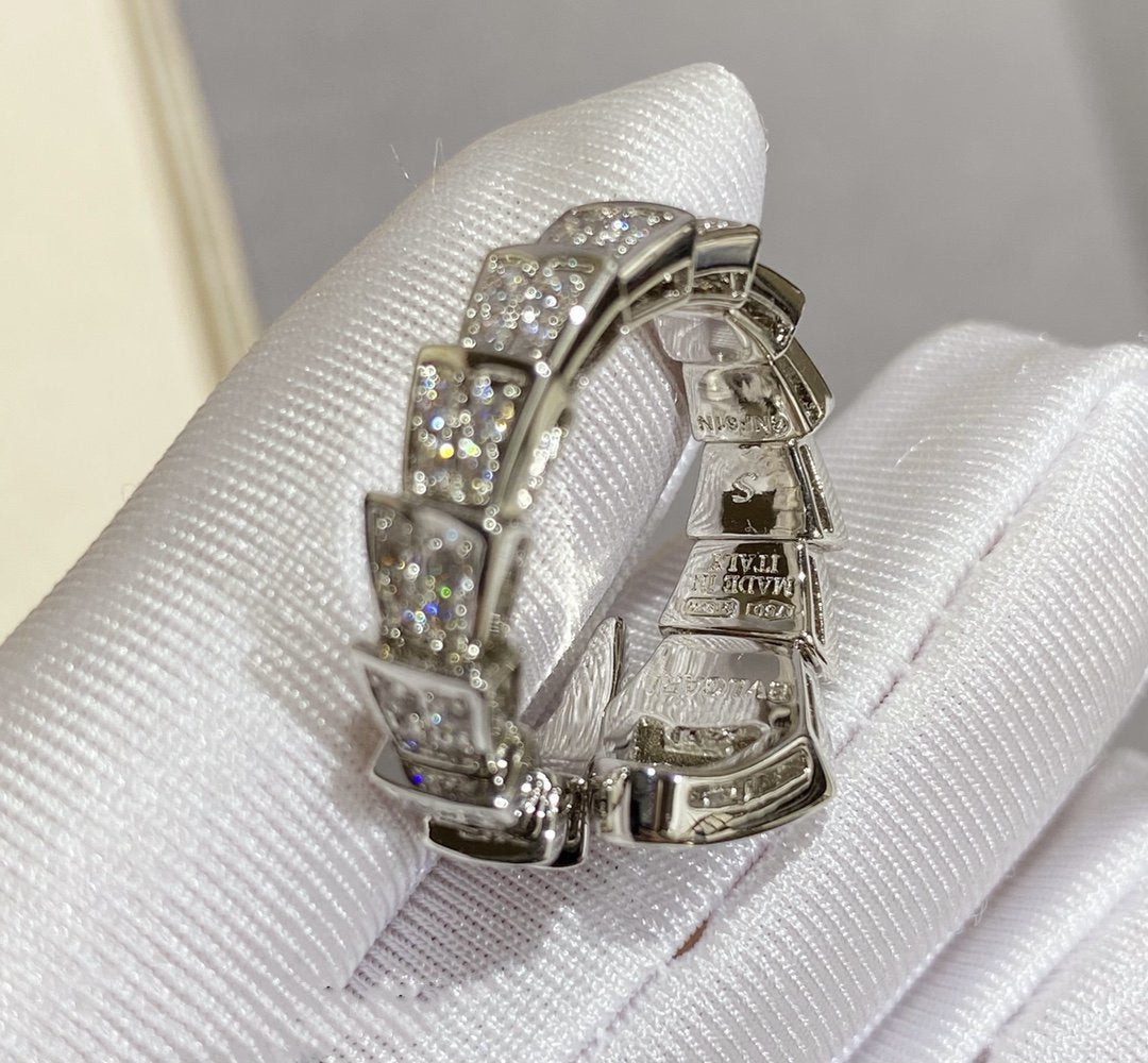 [BLUE TEARS]SERPENTI LARGE RING SILVER DIAMOND PAVED